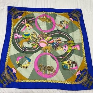 Vintage, rare, designer, Hermes scarf circus animals
